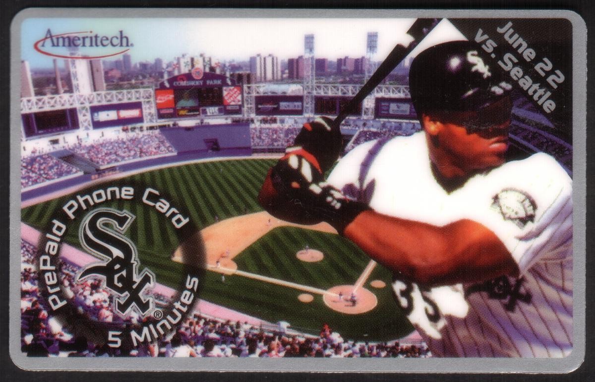 5m White Sox vs Seattle Frank Thomas Baseball 6/22/96 Coke Logo USED Phone Card
