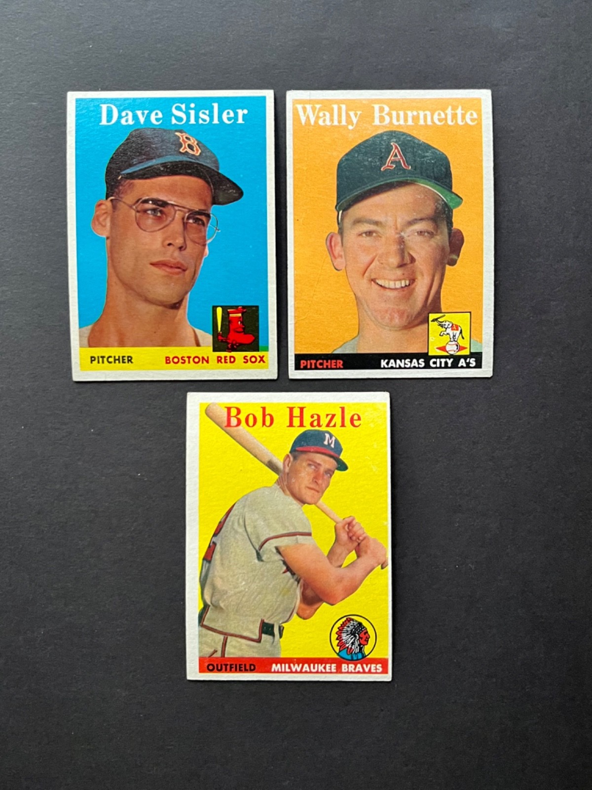 1958 TOPPS LOT OF 9 DIFFERENT PLAYER CARDS …SISLER, HAZLE, LARSEN, TURLEY…VG/EX