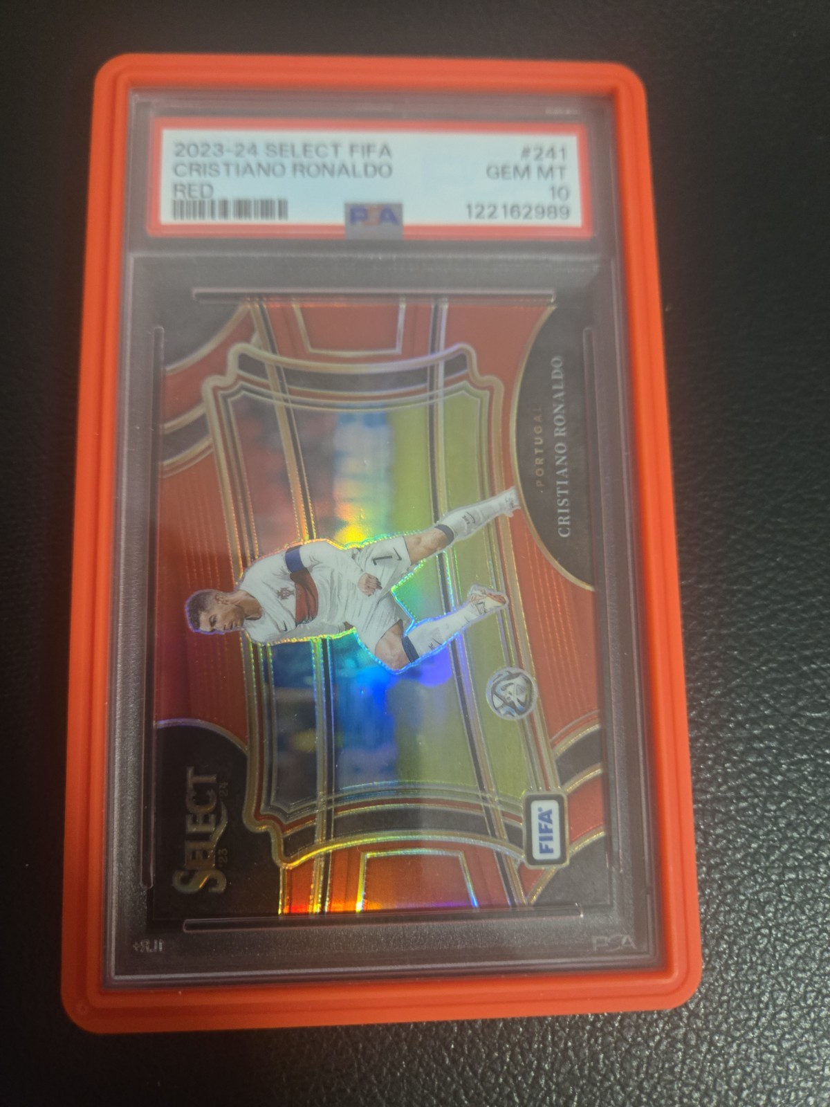 2023-24 Panini Select FIFA – Field Level Cristiano Ronaldo #241 Red Prizm PSA 10