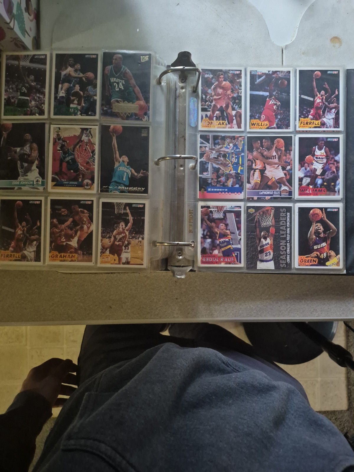 1991-95 football and basketball binder full of cards, front and back 500+ cards