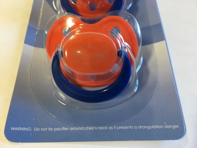 Florida Gators GLOW IN THE DARK Baby Infant Pacifiers NEW 2 Pack Shower Gift