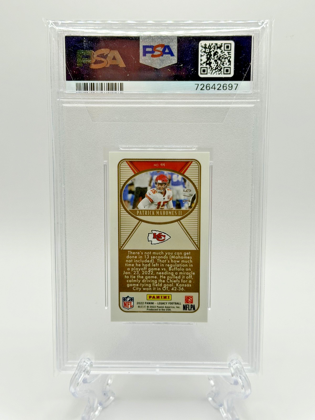 2022 Panini Legacy Mini Patrick Mahomes Pink Diamond Chiefs SSP #3/5 PSA 9~POP 1