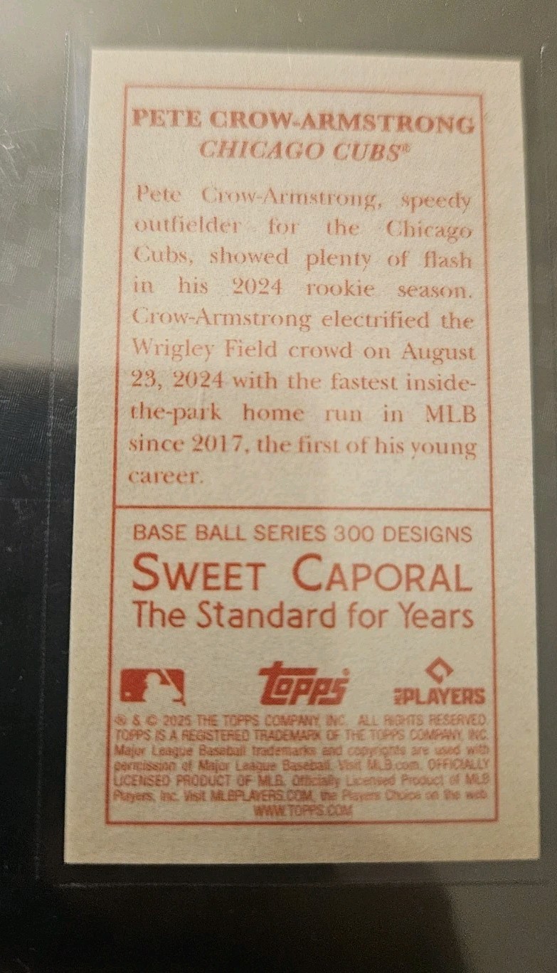 2025 Topps T205 GOLD VARIATION Pete Crow-Armstrong Cubs PIEDMONT SWEET CAPORAL +