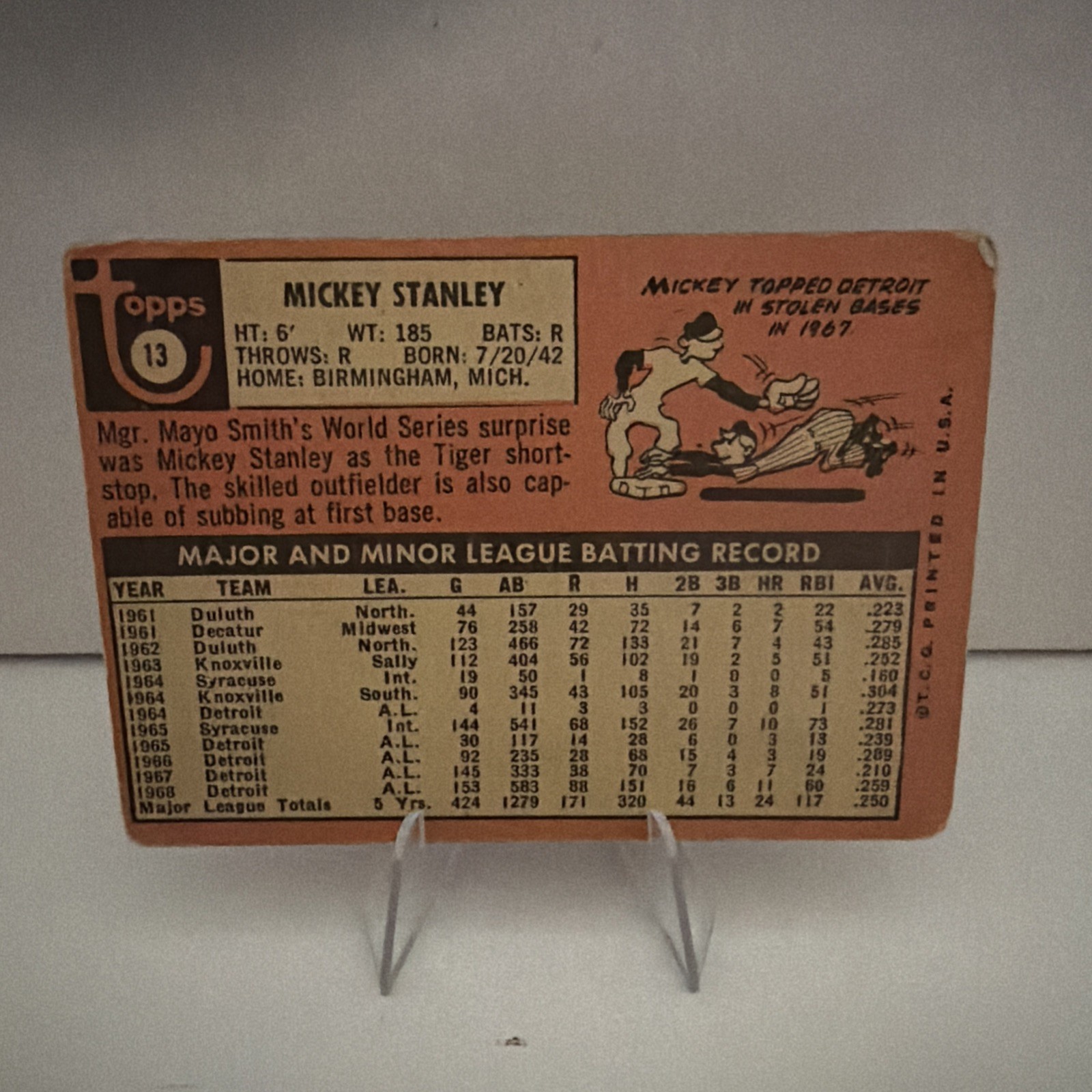 1969 Topps – Mickey Stanley #13