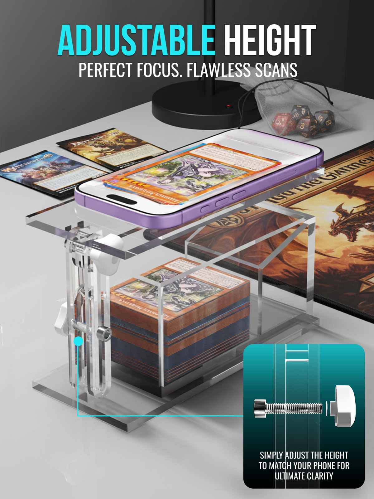 Adjustable Height Trading Card Scanner Ã¢â‚¬â€œ MTG & TCG Card Scanner Stand Sha