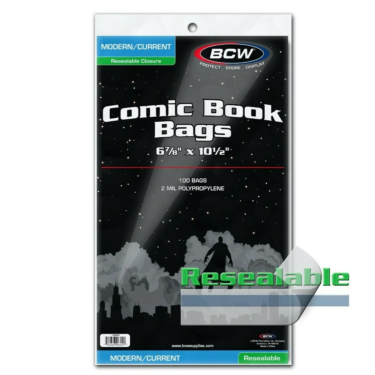 300 BCW Current Modern Resealable Comic Bags 2 MIL & Boards 6 3/4″ 200 Combo