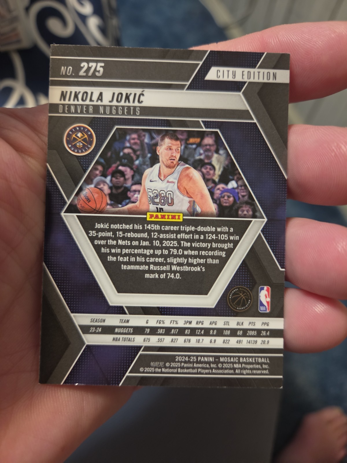 2024-25 Panini Mosaic City Edition Nikola Jokic #275 Denver Nuggets Card! A43