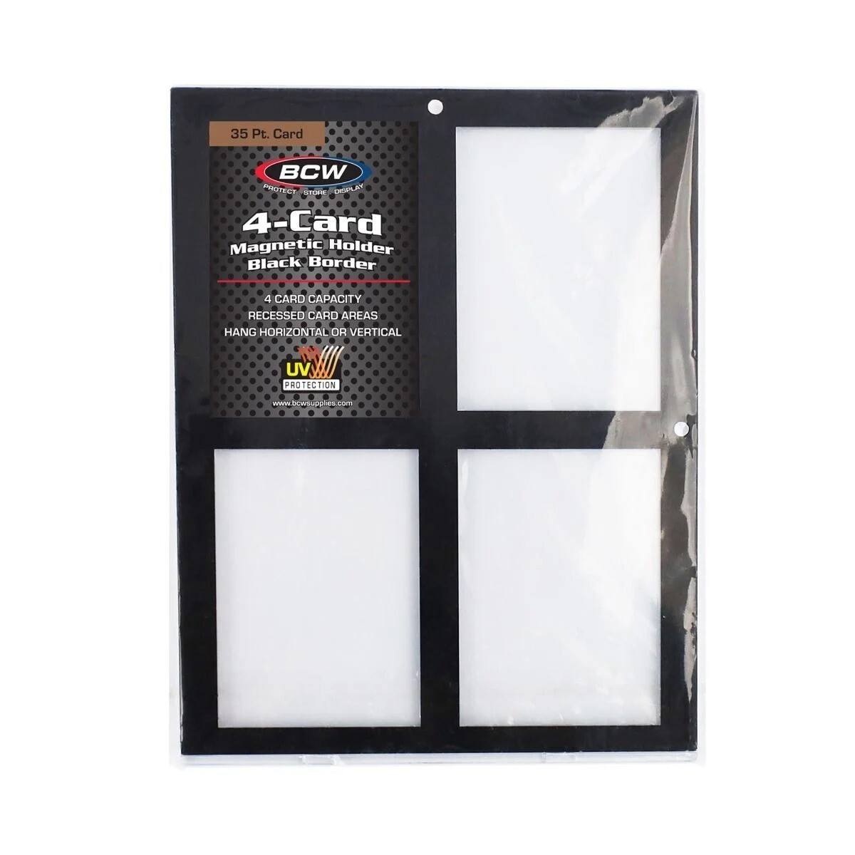 1 BCW 4-Card Magnetic Holder – 35pt Black Border Recessed UV Protection Case New