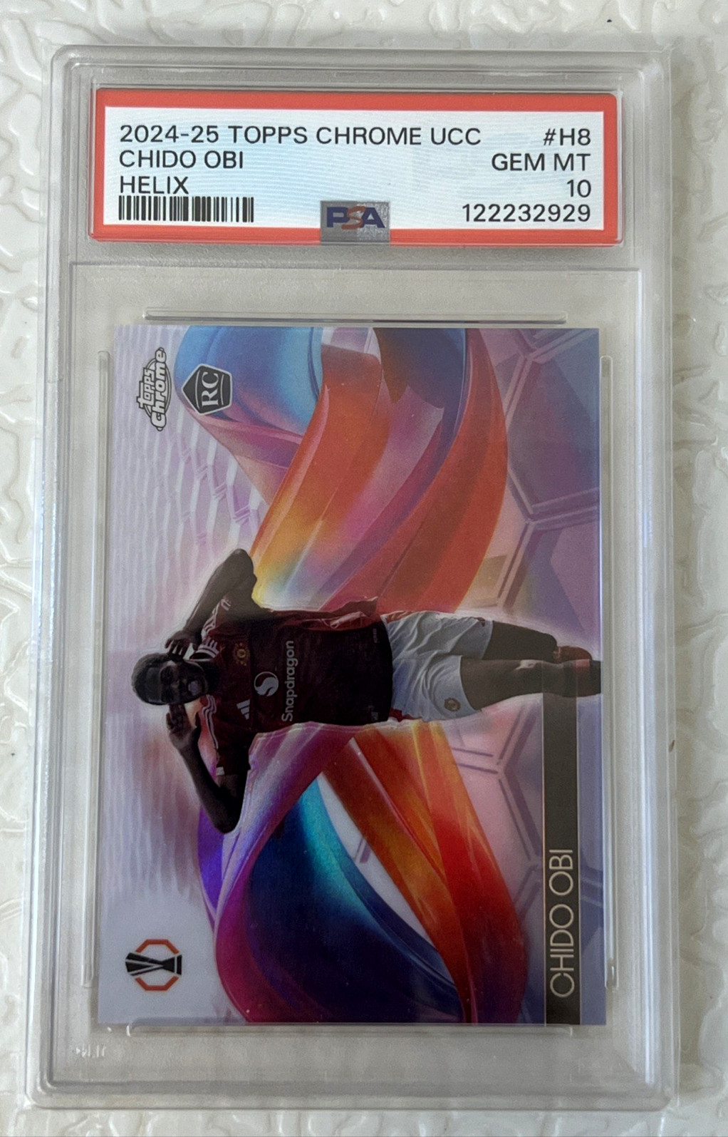 CHIDO OBI – PSA 10 – ROOKIE HELIX (CASE HIT – 1:3,722 ODDS) – 24/25 CHROME UEFA