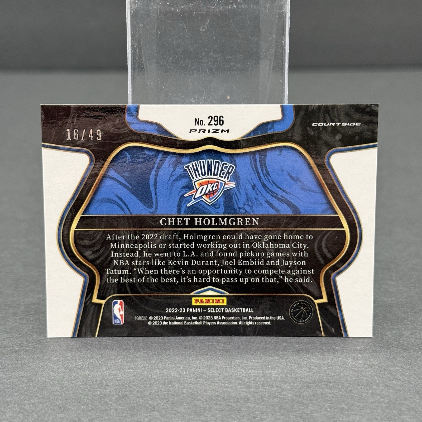 2022-23 Panini Select – Courtside Chet Holmgren #296 Teal Prizm /49 SP