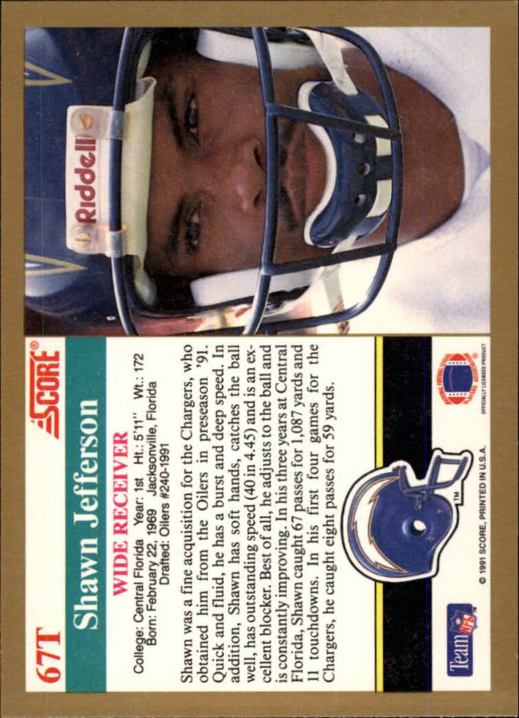1991 Score Supplemental #67T Shawn Jefferson RC – NM