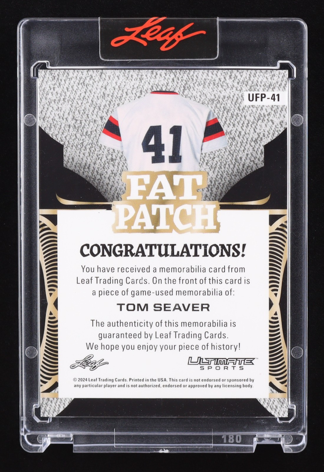 TOM SEAVER 2024 Leaf Ultimate Sports Fat Patch “Platinum Blue” (HOF) #1/5 🔥🔥🔥