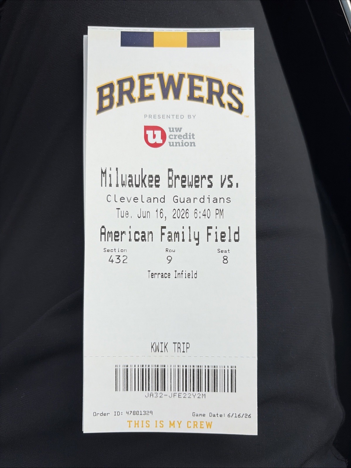 Cooper Pratt MLB Debut Ticket IN HAND Milwaukee Brewers Star Prospect 6/16/2026
