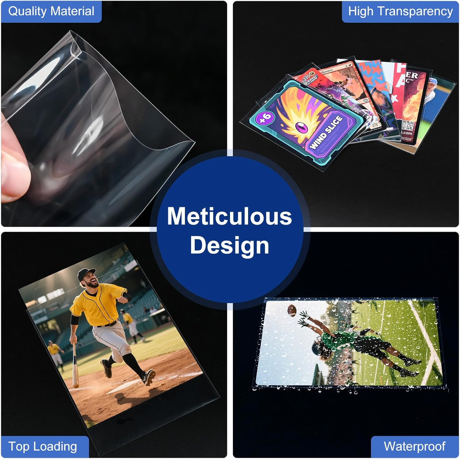 400 Pcs Soft Trading Card Sleeves, Top Loading Penny Card Sleeves for Standard C