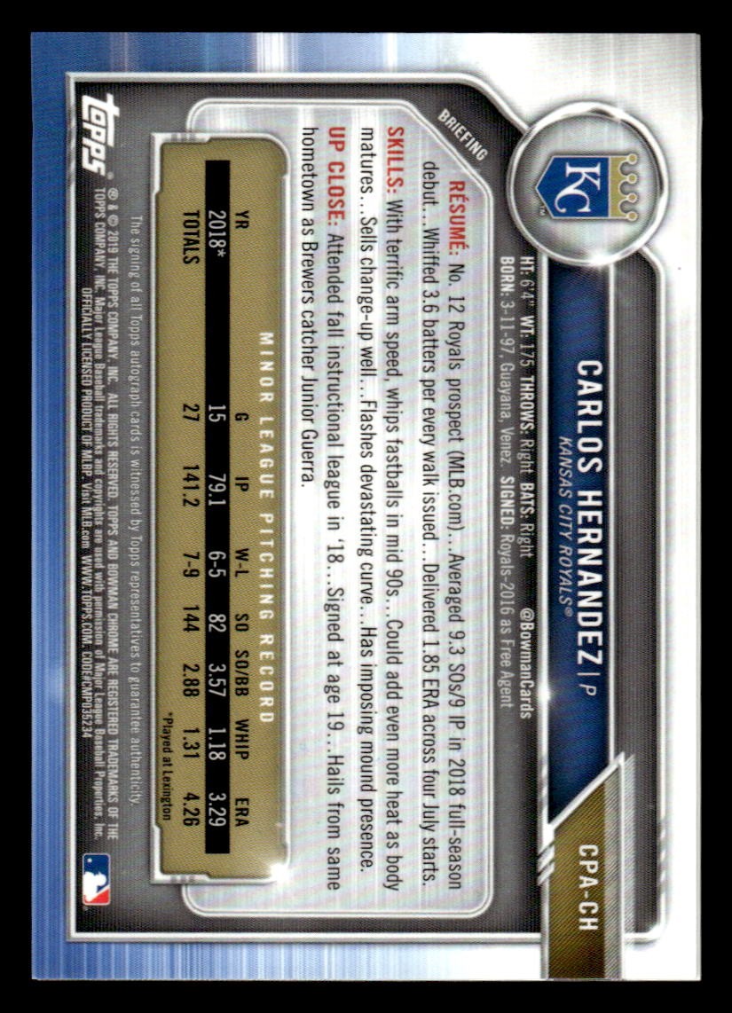 2019 Bowman Chrome #CPA-PH Payton Henry 1st AUTO Rookie Brewers