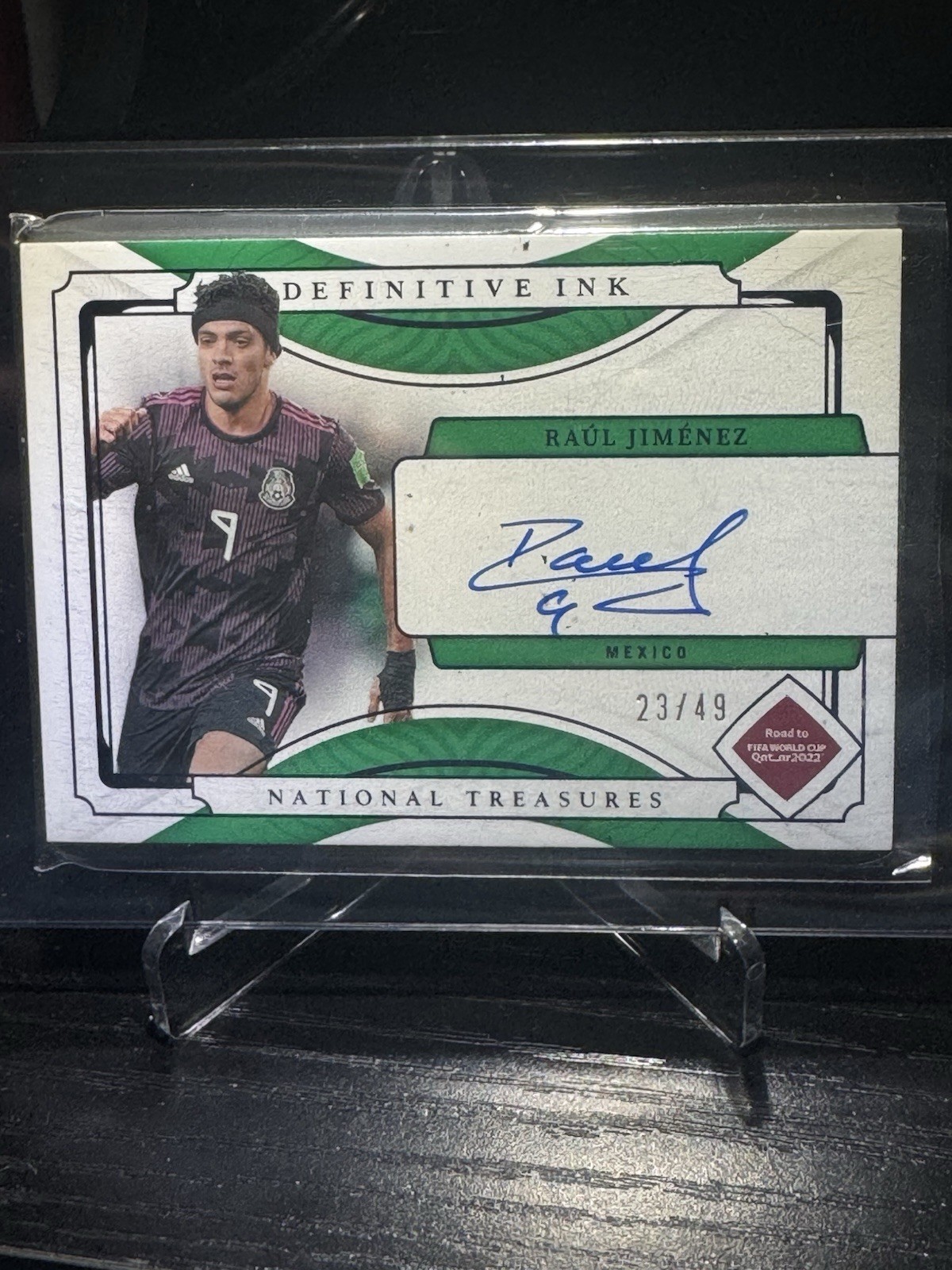 2022 RAUL JIMENEZ 23/49 AUTO PANINI NATIONAL TREASURES FIFA ROAD TO WORLD CUP