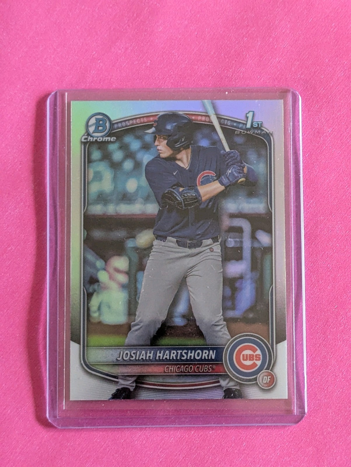 JOSIAH HARTSHORN 2025 BOWMAN DRAFT #BDC-21 CHROME REFRACTOR 1ST PROSPECT CUBS