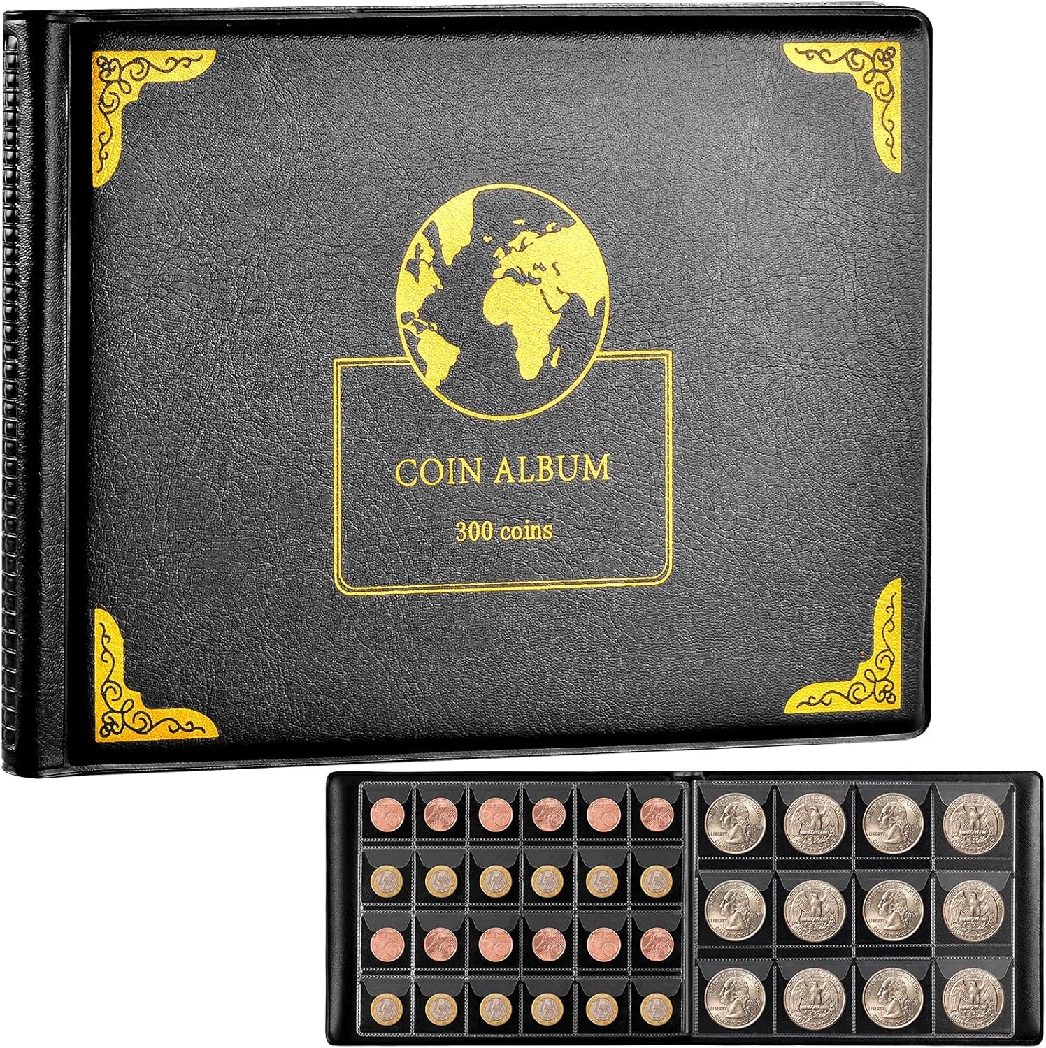 Coin Collection Supplies Holder Book for Collectors, 300 Pockets Coin…