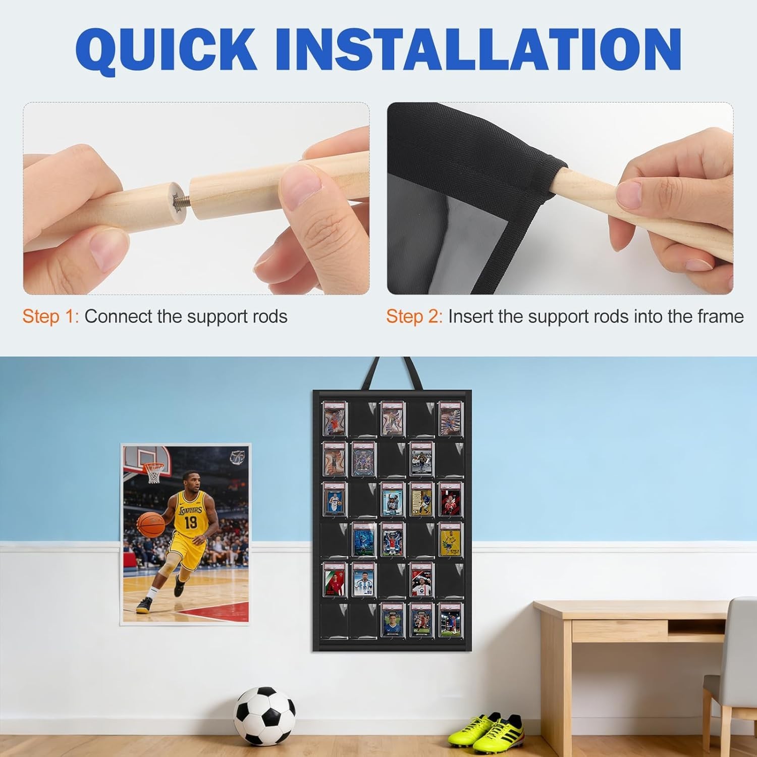 30 Graded Card Display Case – Wall Mount | Floating Sports Card Display Frame fo