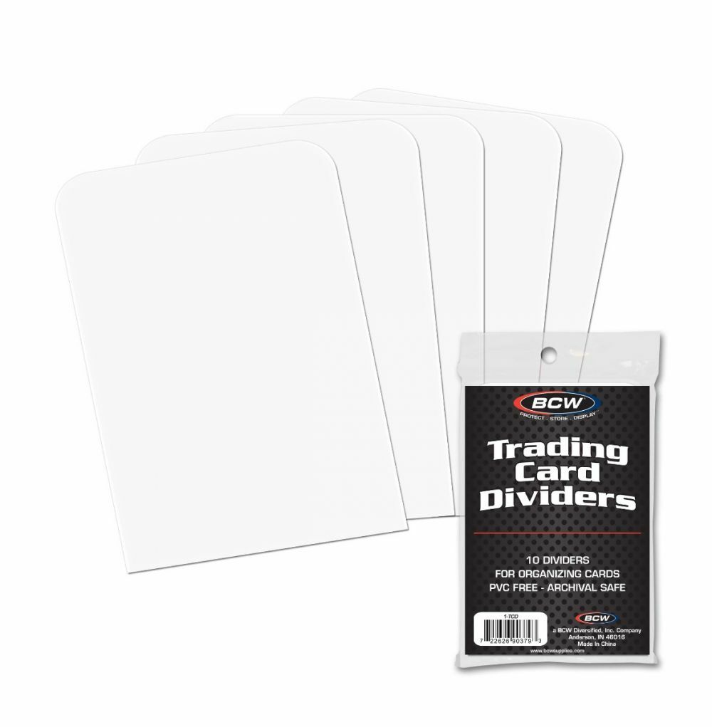 Pack of 10 BCW Trading Card Dividers White for Card Organization 1-TCD