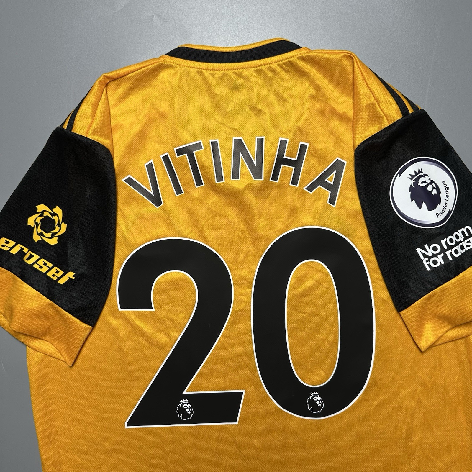 WOLVERHAMPTON ADIDAS 2020/2021 FOOTBALL HOME JERSEY #20 VITINHA SIZE “L” FJ4503