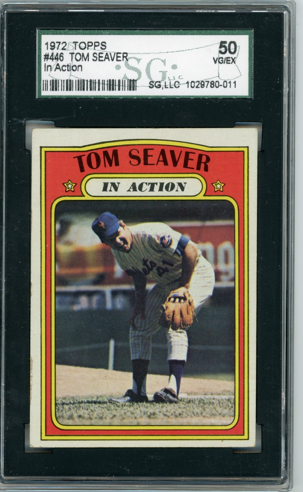 1972 TOPPS BASEBALL # 446 TOM SEAVER IN ACTION SGC 50 / 4.5 VG-EX