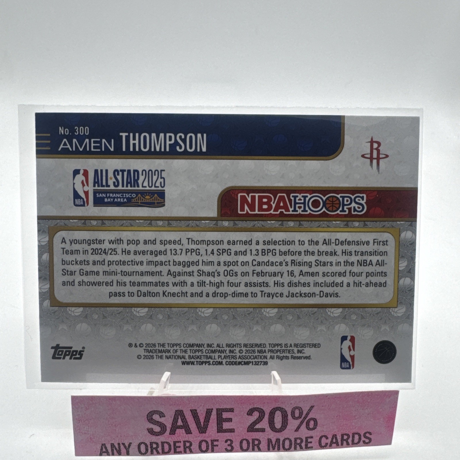 2025/26 NBA Hoops – All-Star – Amen Thompson #288 Rockets. B45