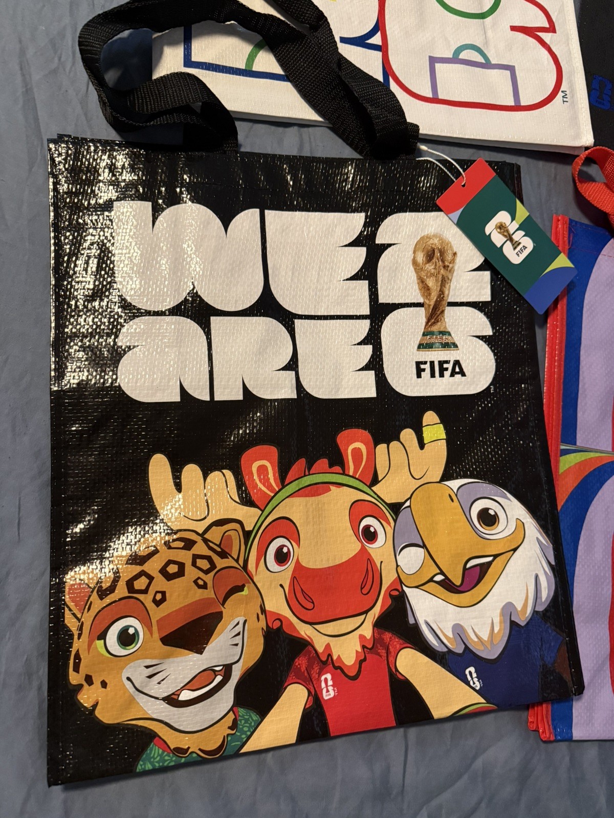 Lot of 6 FIFA World Cup Soccer 2026 Large Reusable Grocery Shopping Bag Bundle