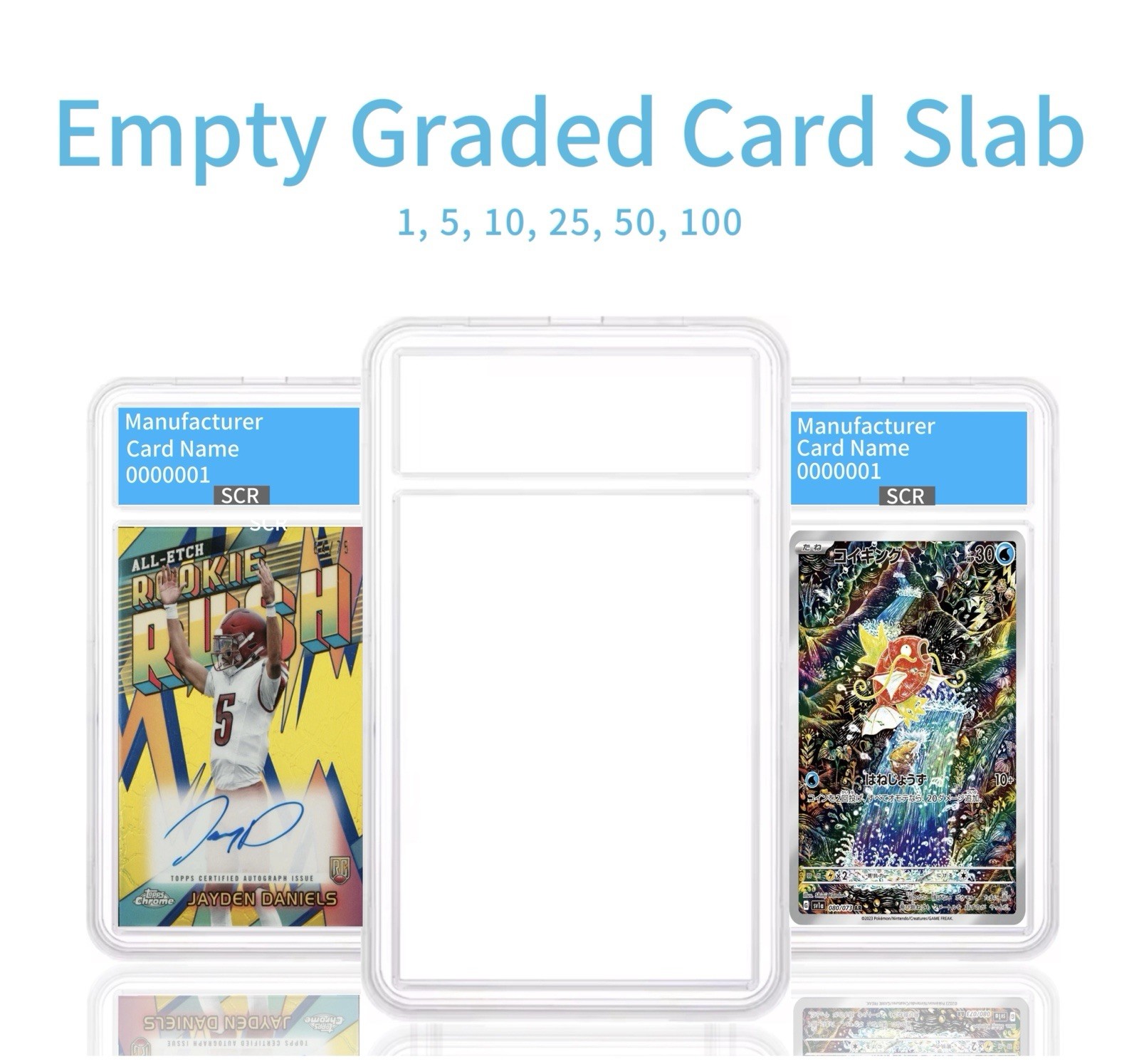 Empty Graded Card Slab Case – Snap Fit Holder for Pokémon, TCG, etc – Clear