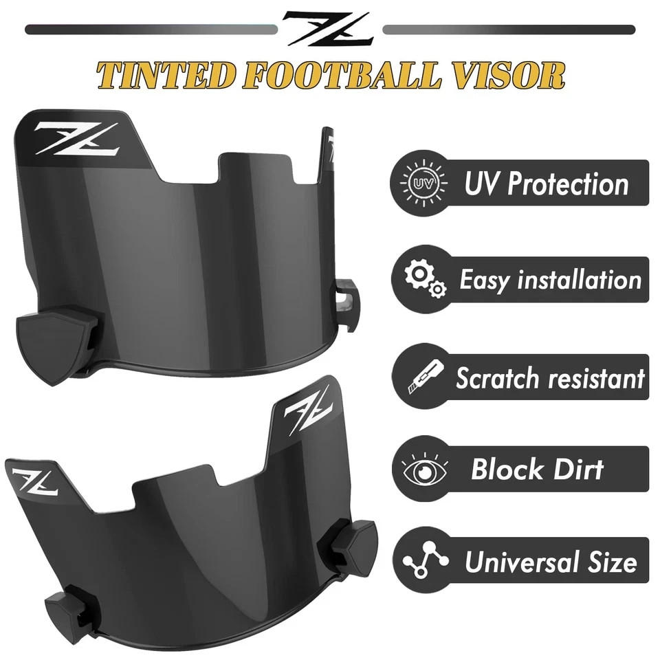 Football Visor for Youth and Adult Helmets – Tinted Black Shield