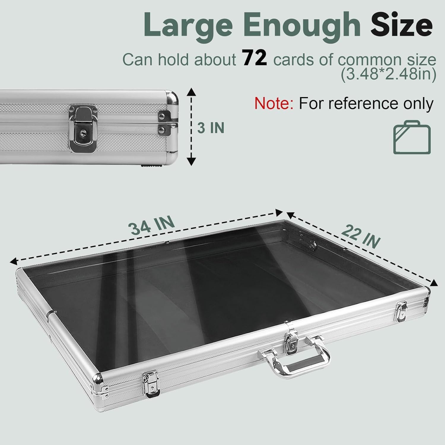 34 in X 22 in Silver Card Show Display Case Large Aluminum, Trading Card Display