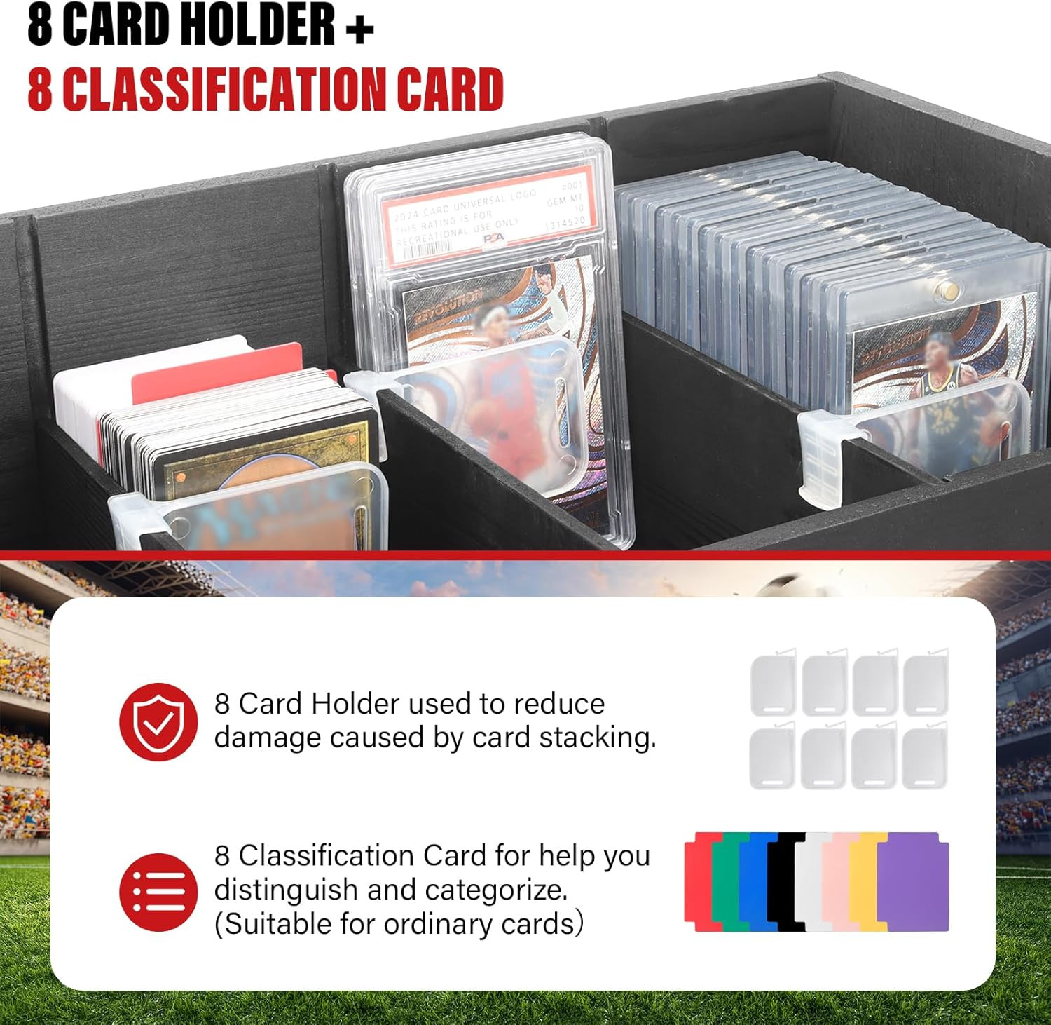 5-Tier Trading Card Display,Large Capacity Card Display Stand with 8-Row Storage