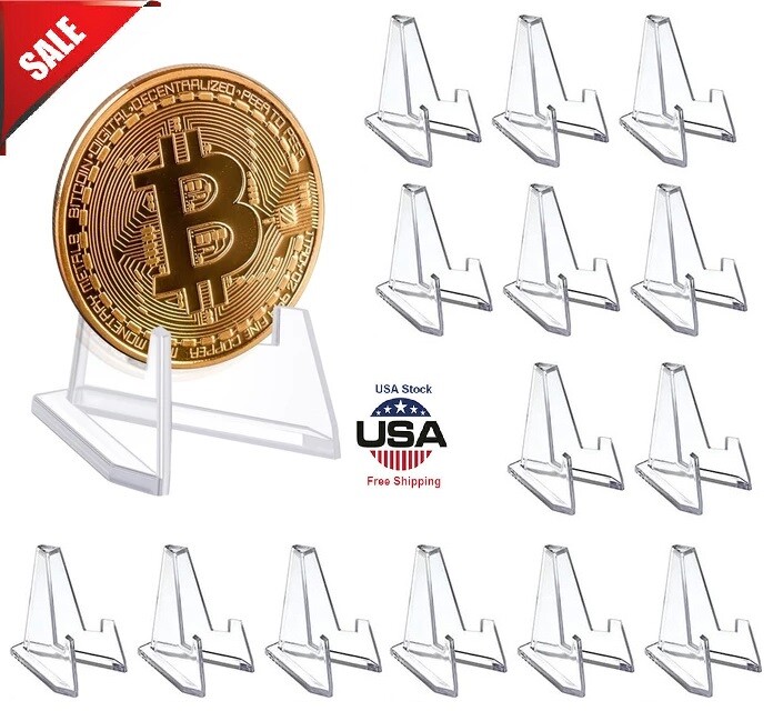 20× Coin Display Stands Paper Card Easel Small Size Holder Clear Plastic Durable