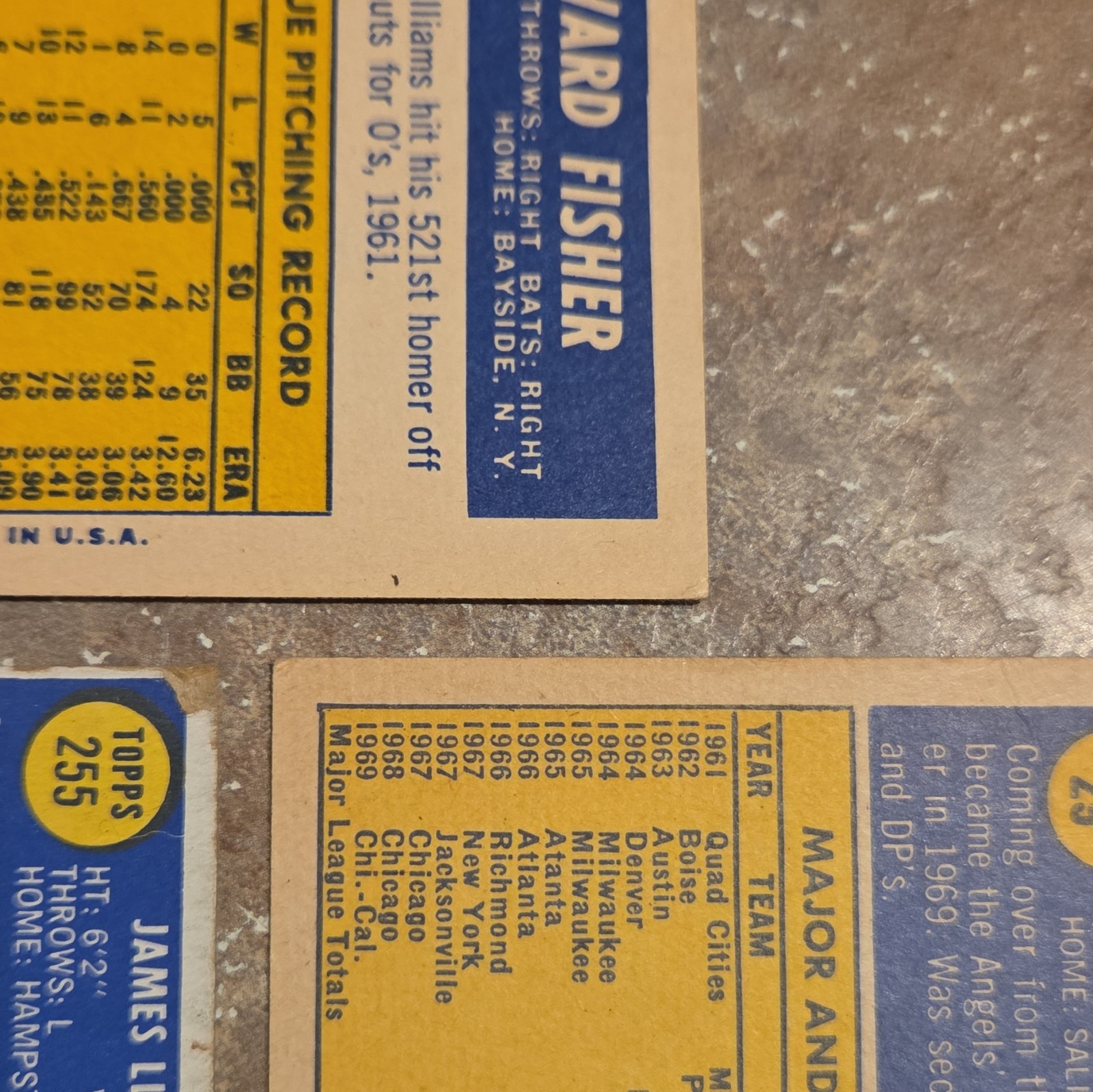 Topps 1970 California Angels 3 Card Lot Jack Fisher #684 Spencer #255 Alomar #29