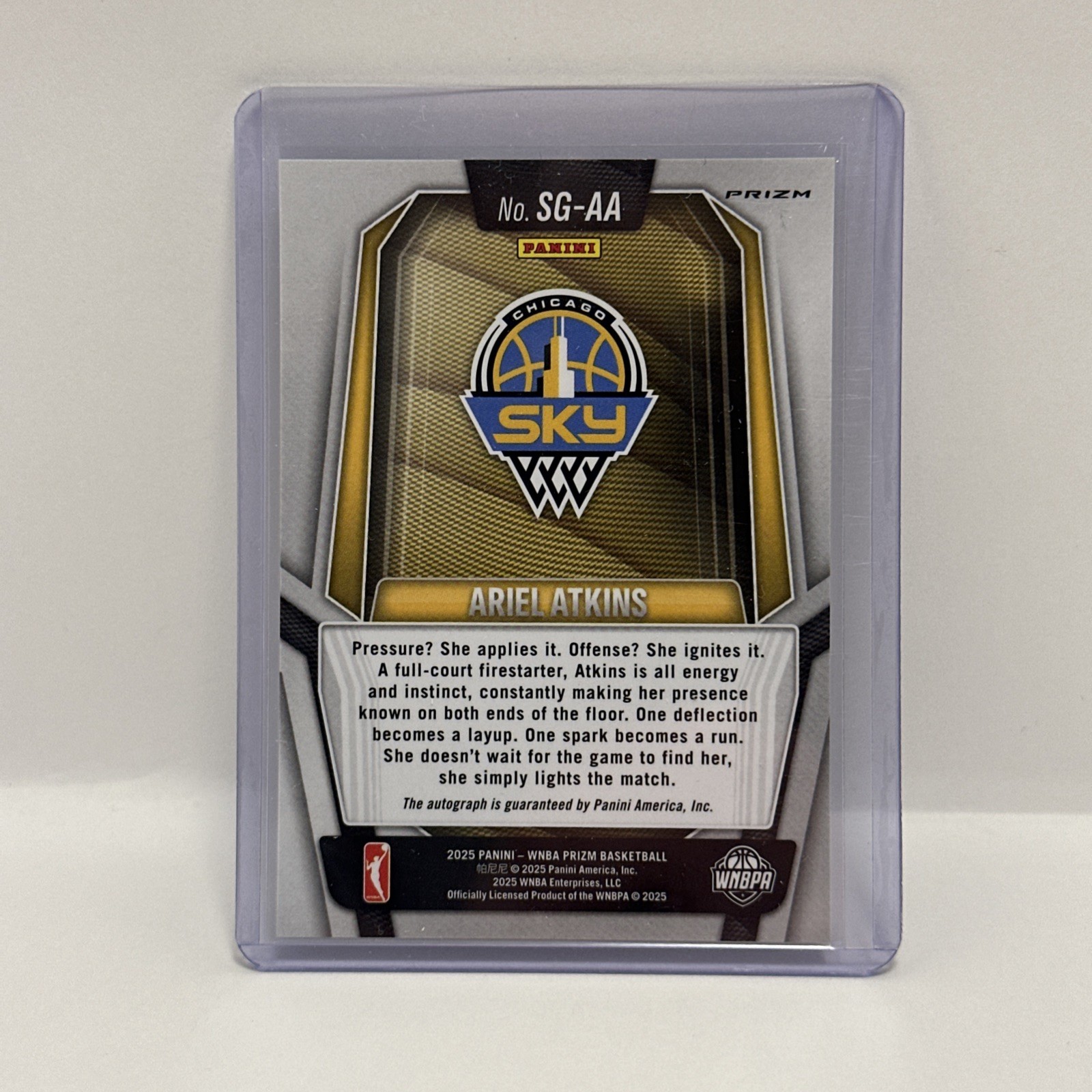 2025 Panini Prizm WNBA – Signatures Ariel Atkins #SG-AA Green Prizm (AU)