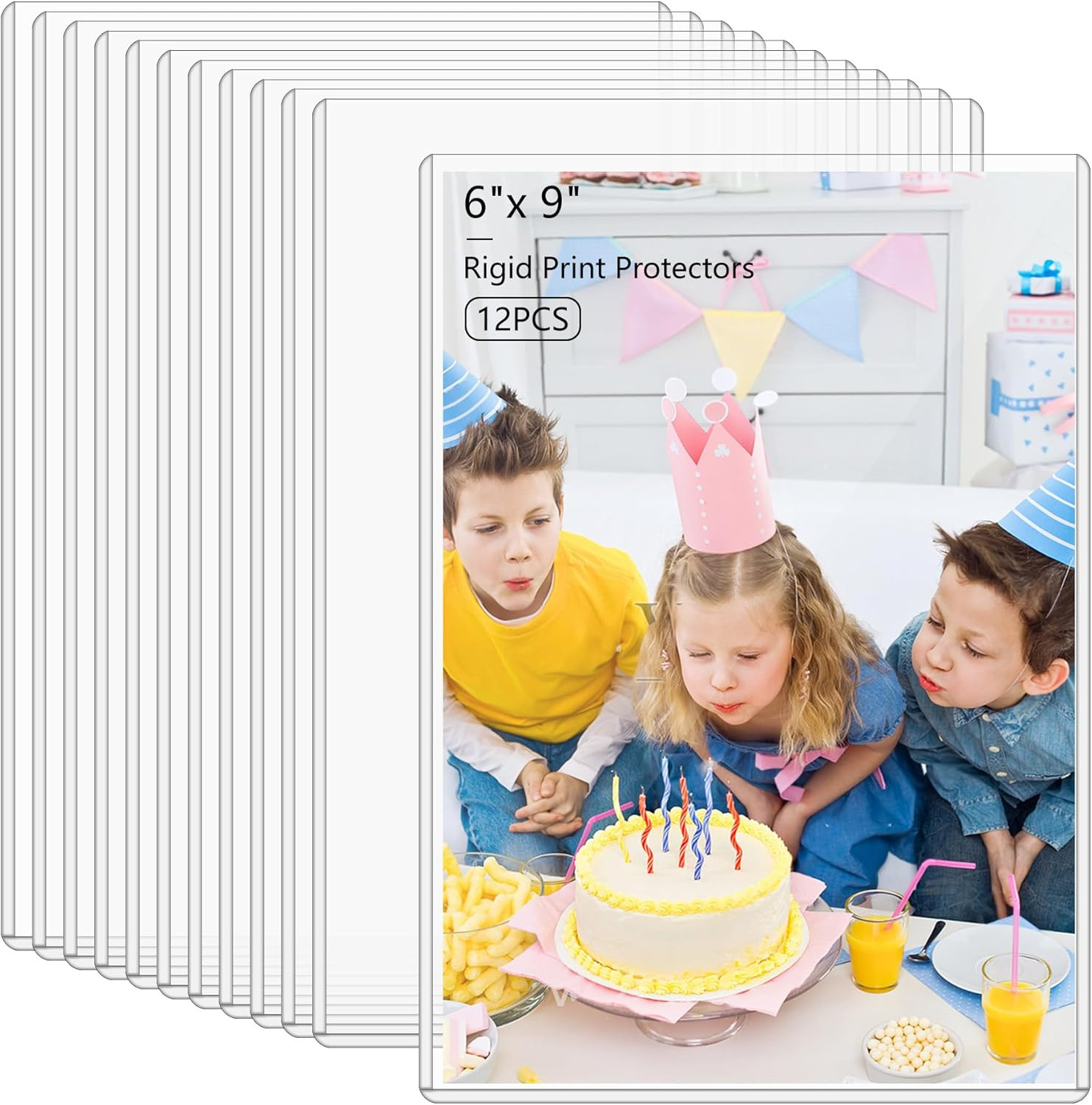 12PCS 6″ x 9″ Rigid Print Protectors Clear Hard Plastic Large Card Sleeves for J