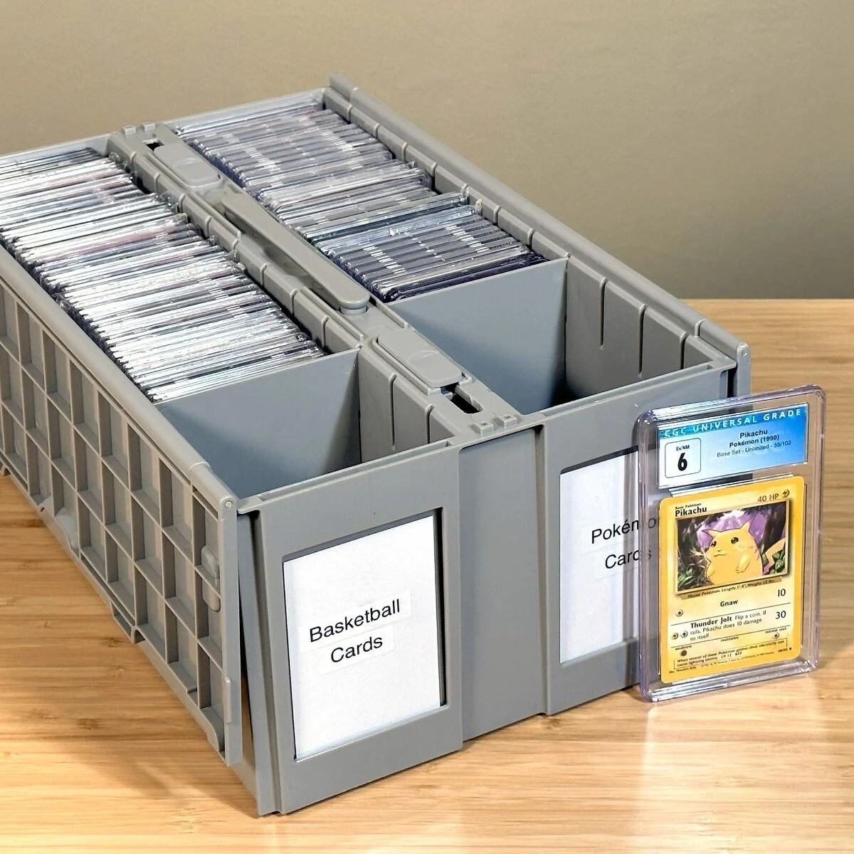BCW Graded Card Bin 2 Row Gray Long Term Storage Box Hold PSA BGS SGC CSG Slabs