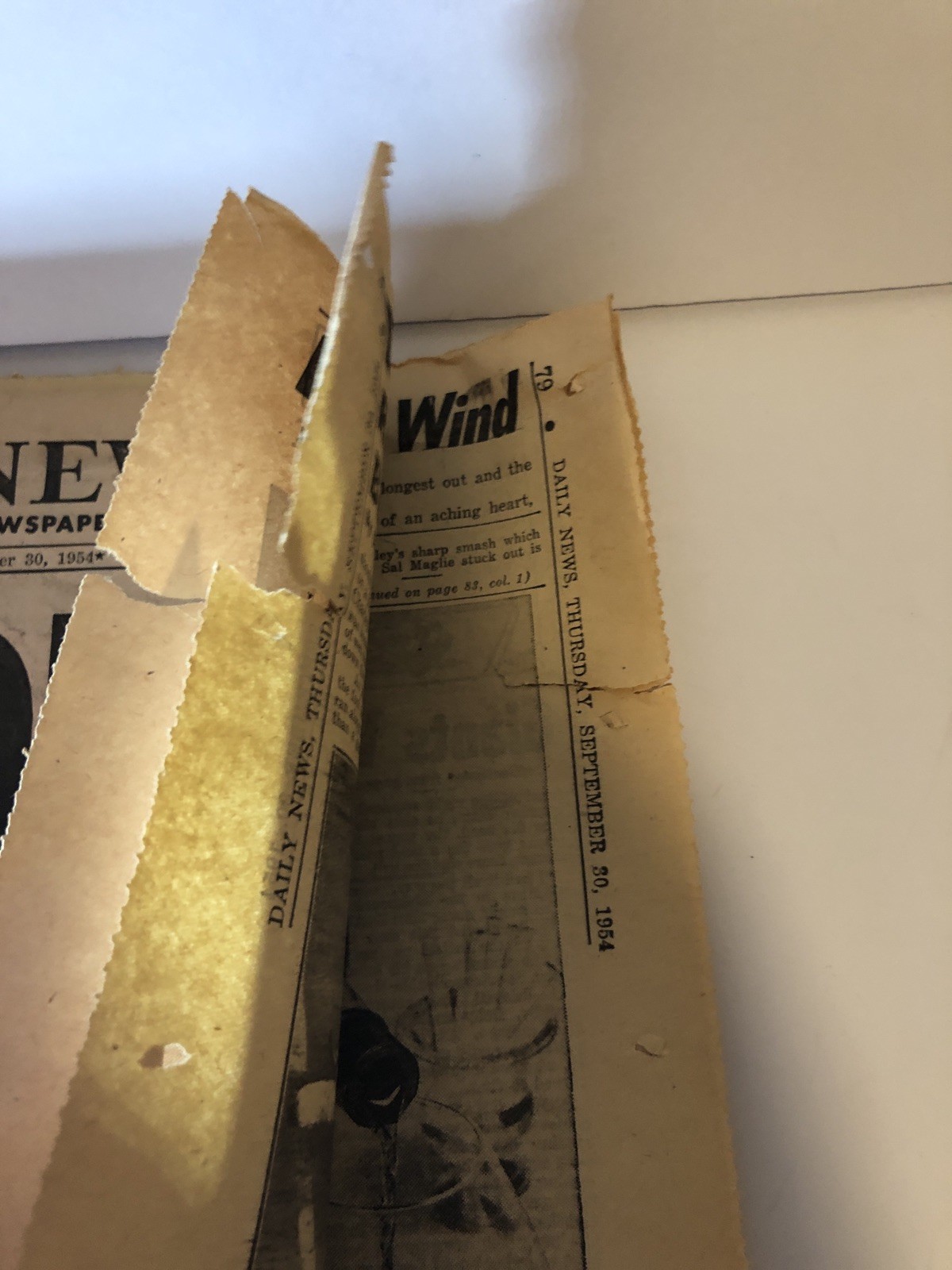 “THE CATCH” Willie Mays Newspaper Daily News NY 1954 MLB World Series Game 1 Sep
