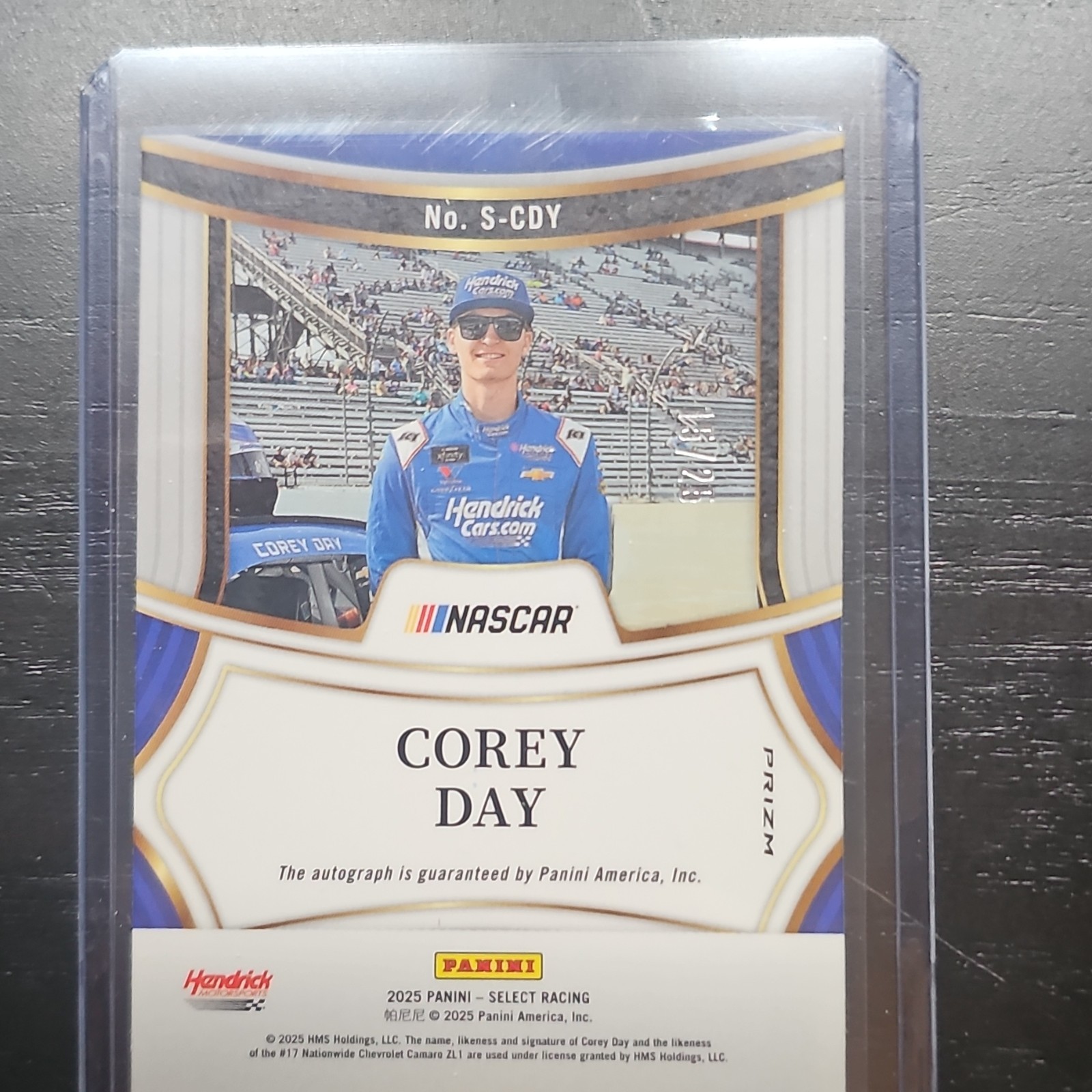 Panini 2025 Select Signatures Tie-Dye Prizm Corey Day Auto RC #S-CDY /25 NASCAR