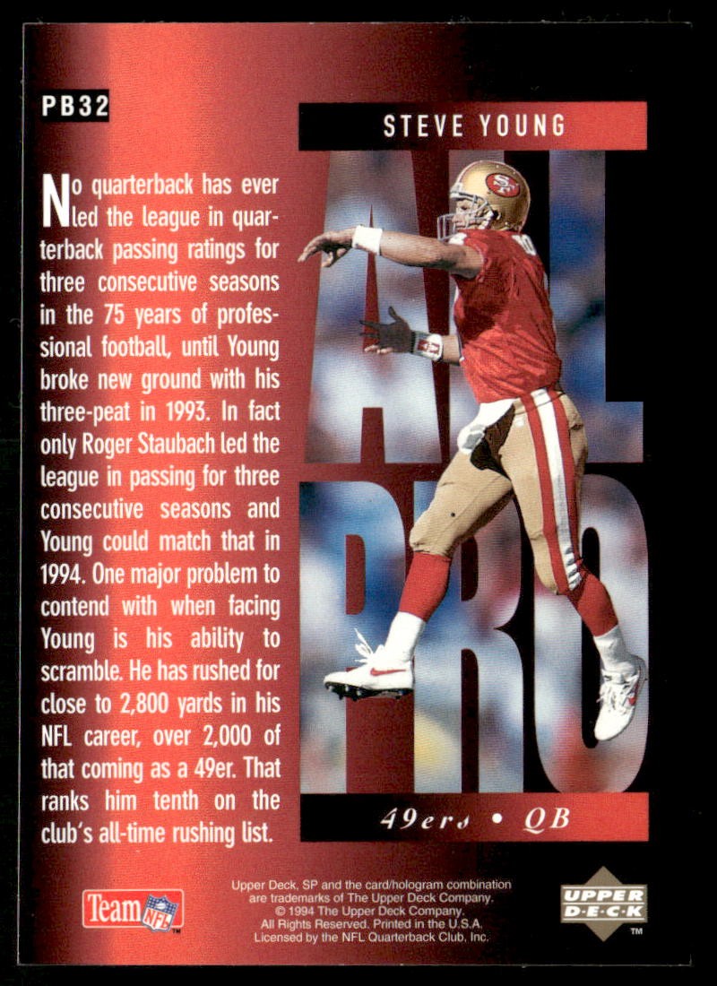 Steve Young 1994 SP All-Pro Holoviews #PB32 – San Francisco 49ers