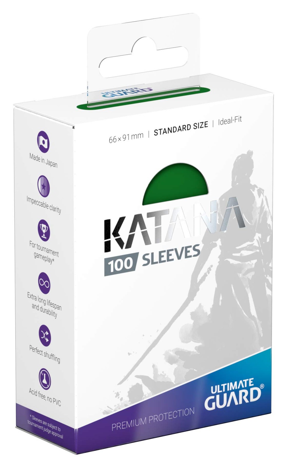 Katana Card Sleeves: 100 Standard Size TCG Sleeves, 66 x 91mm, Green Back, To…