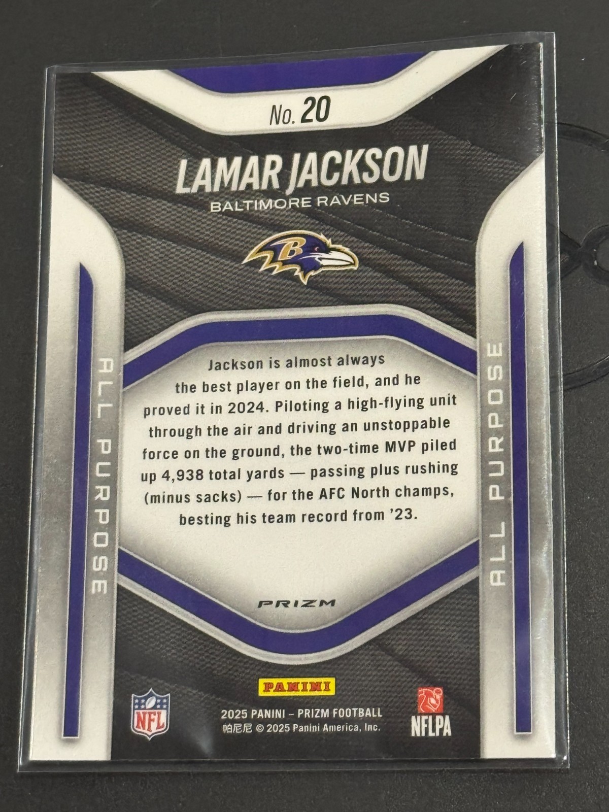 Lamar Jackson 2025 Panini Prizm #20 All Purpose Prizms No Huddle