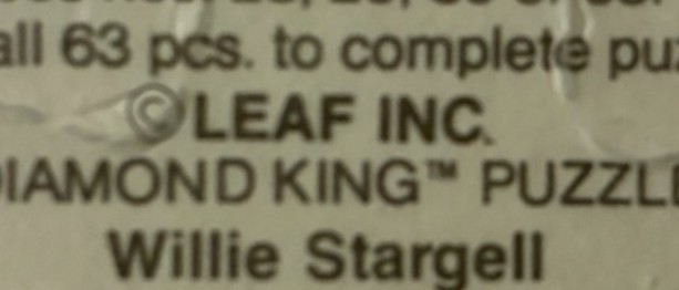 1992 DONRUSS WILLIE STARGELL PUZZLE, “L” ERROR