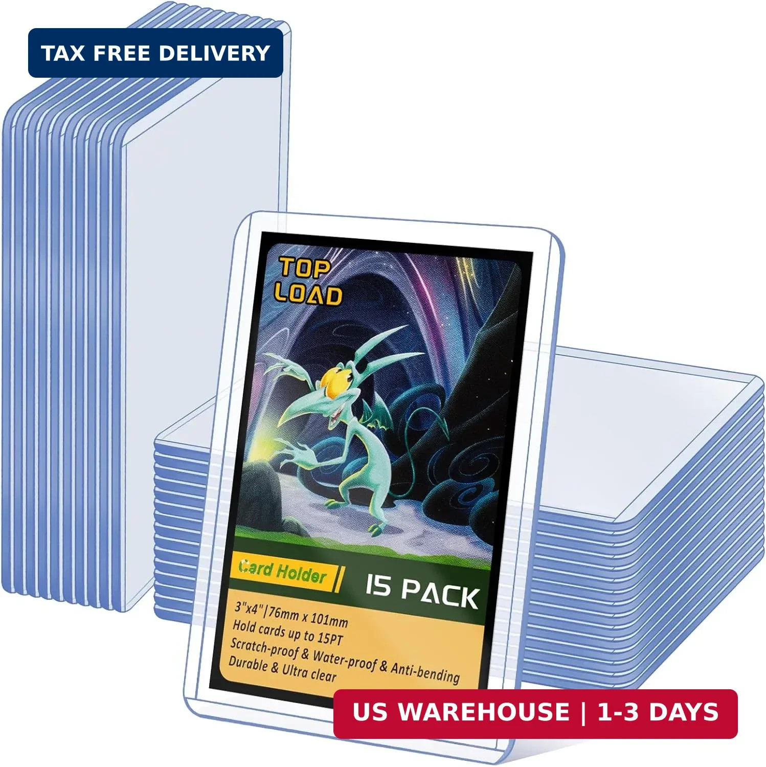 15 Pack Top Loads for Cards 3″x4″ Hard Plastic Card Sleeves Baseball Card Protec