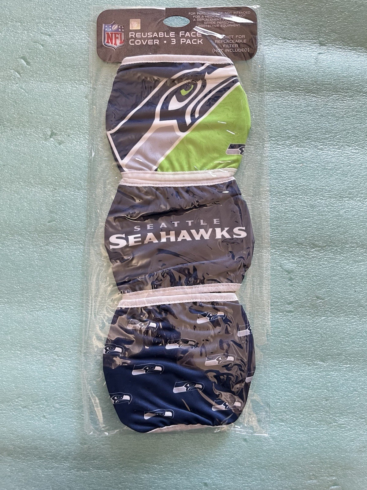 Lot of (10) 3-Pk Seattle Seahawks Logo Face Mask NFL Football New Unisex Adult