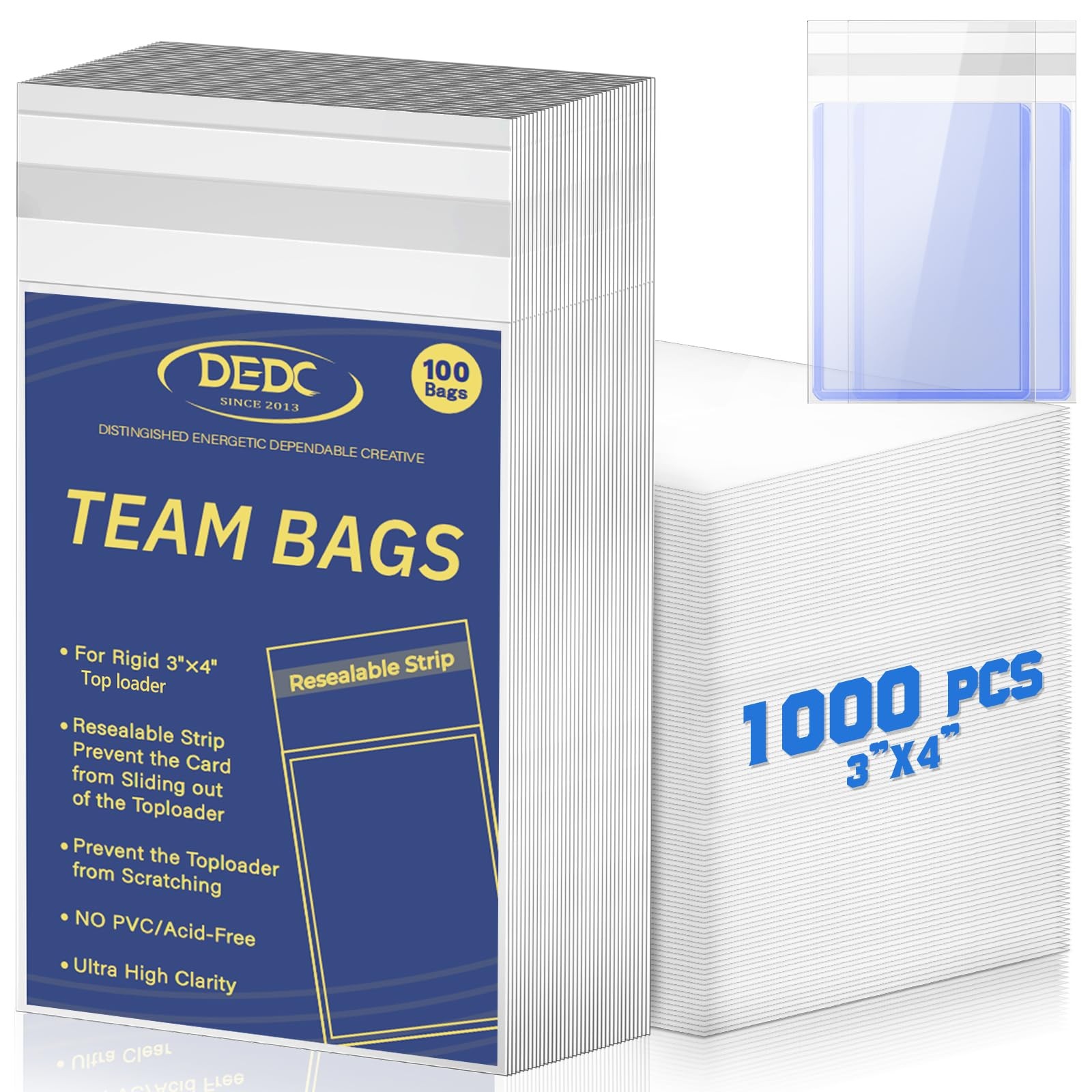 1000 Pcs Card Sleeves Team Bags for Trading Cards，Team Bag Fit 3×4 Top Loader…