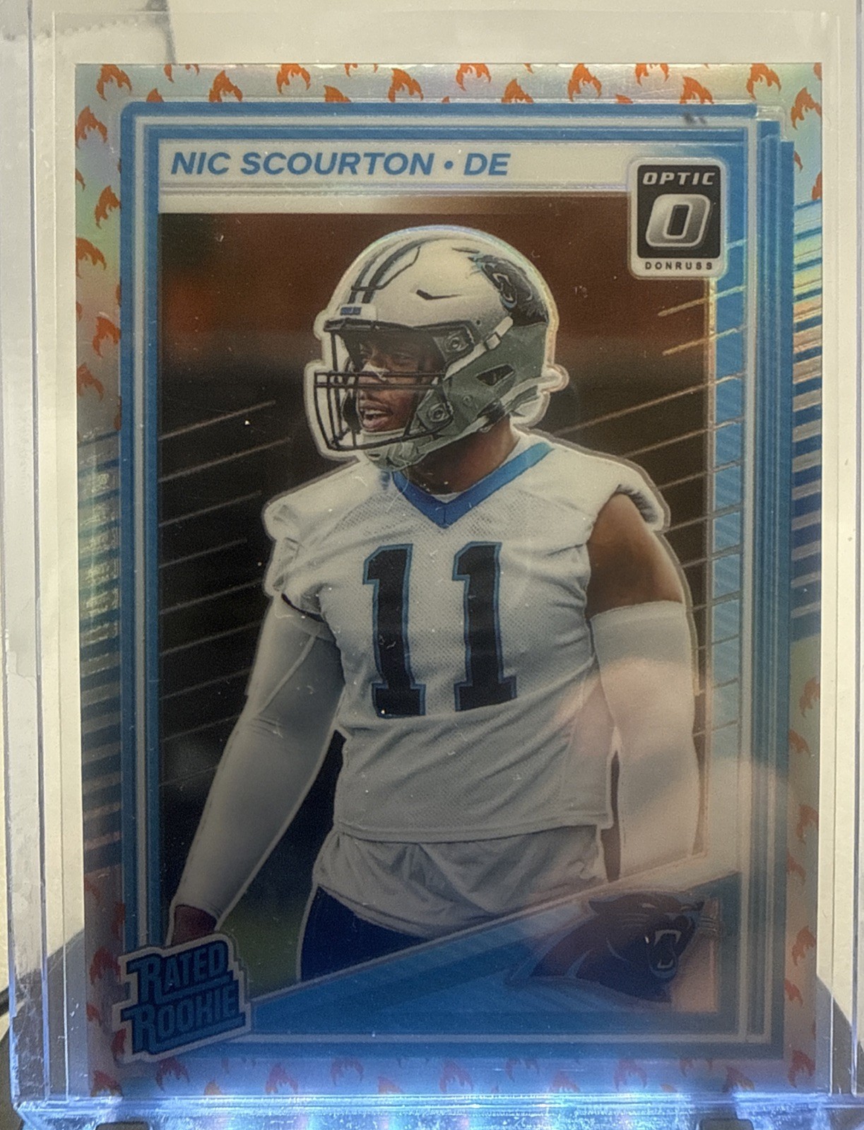 2025 Donruss NIC SCOURTON Rookie Optic Flame 🔥EMOJI Prizm Preview RC SSP #270
