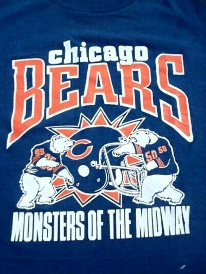 Bears Monsters Of The Midway 90s Rare Design Navy Short Sleeve T shirt HN6292