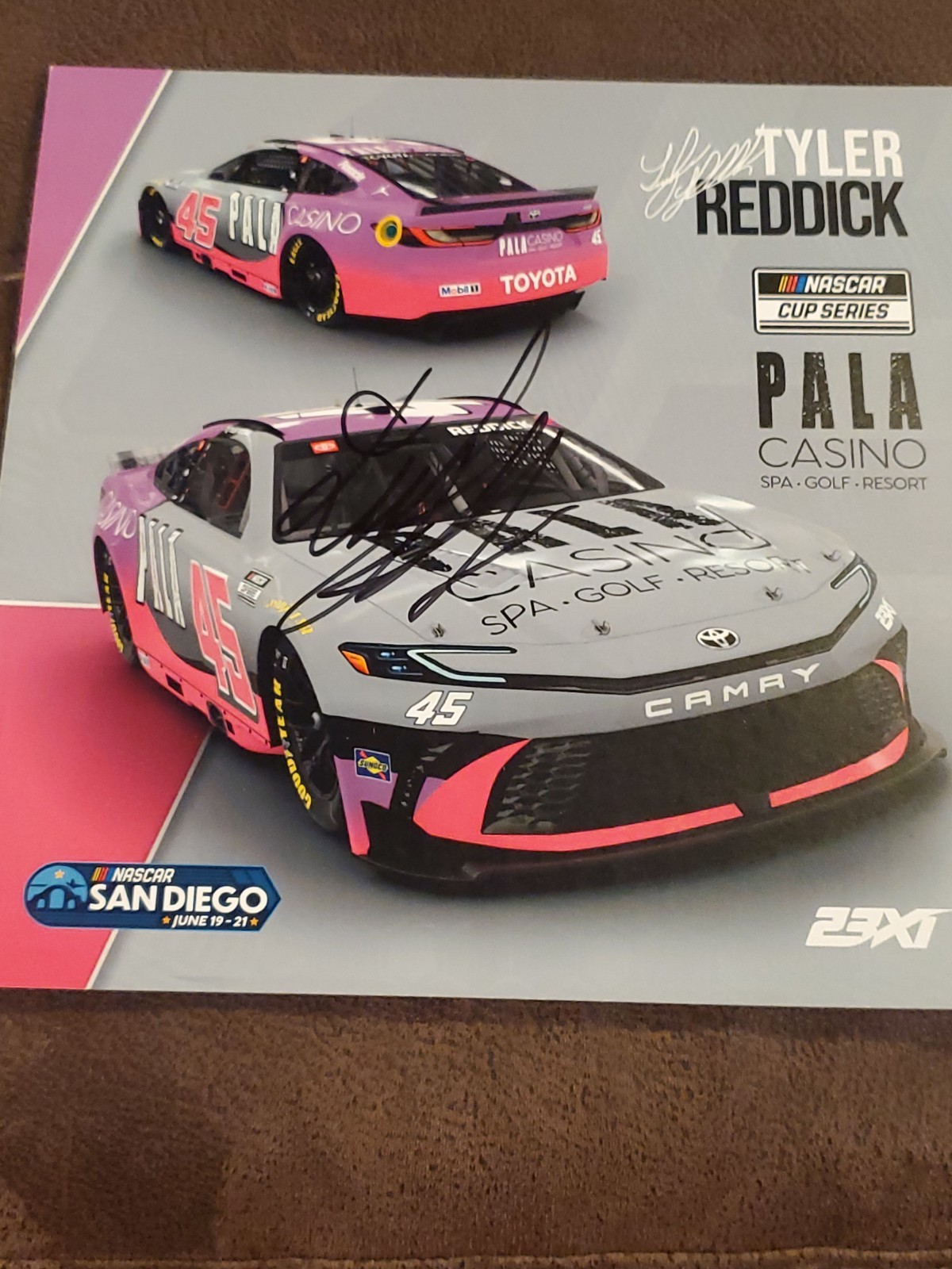 AUTOGRAPHED 2026 Tyler Reddick #45 San Diego SIGNED EVENT Hero Card CORONADO