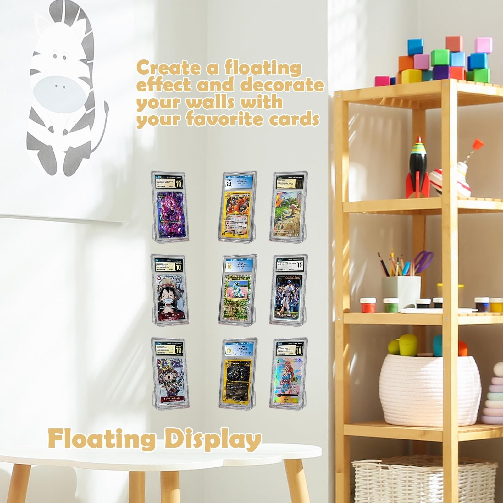 12 Pack Sports Card Slab Display Shelf for Wall, Acrylic Clear Graded Trading…